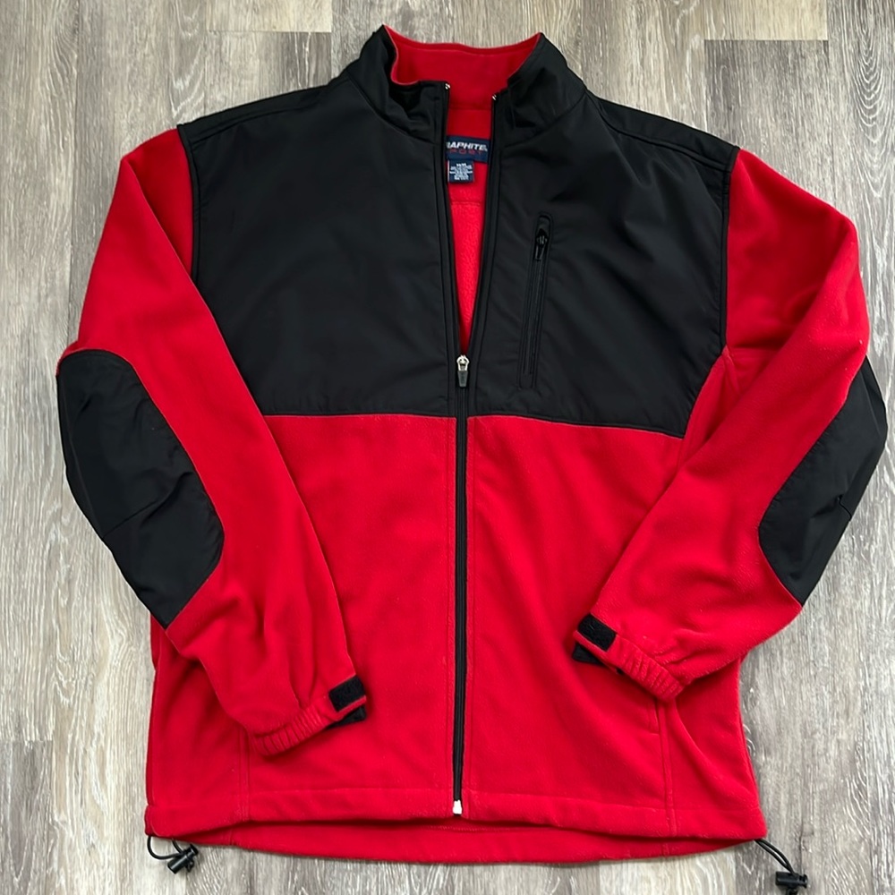 Red and black fleece jacket